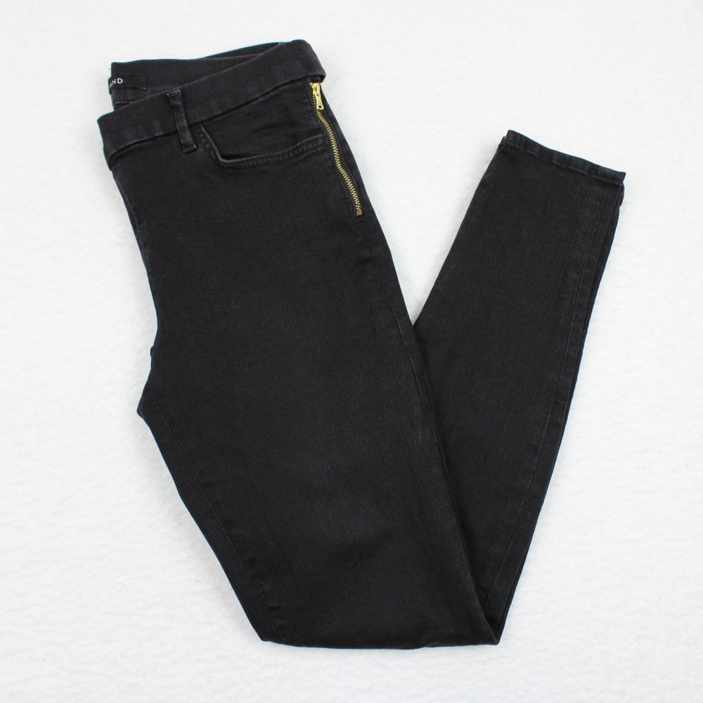 J Brand Camille Piano Black Side Zip Skinny Jeans, Women's 29 Black